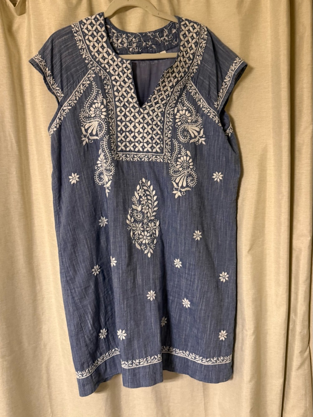 Roller Rabbit Indigo Blue Embroidered Midi Dress